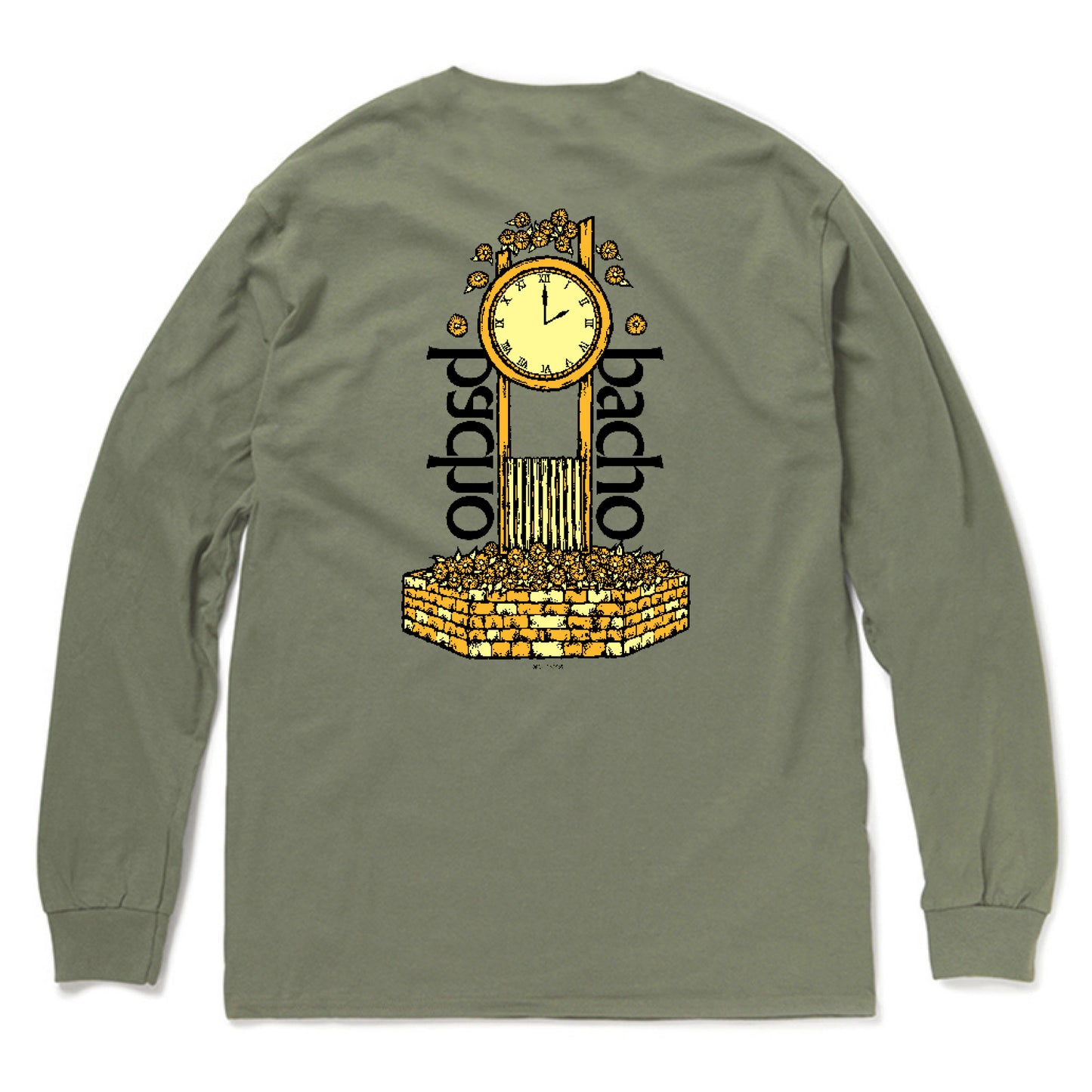 Clock Long Sleeve T-shirts(Black/Military Green/Maroon)