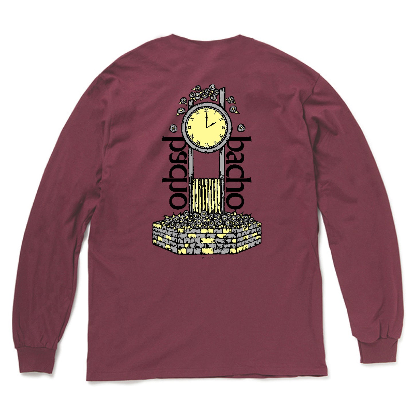 Clock Long Sleeve T-shirts(Black/Military Green/Maroon)